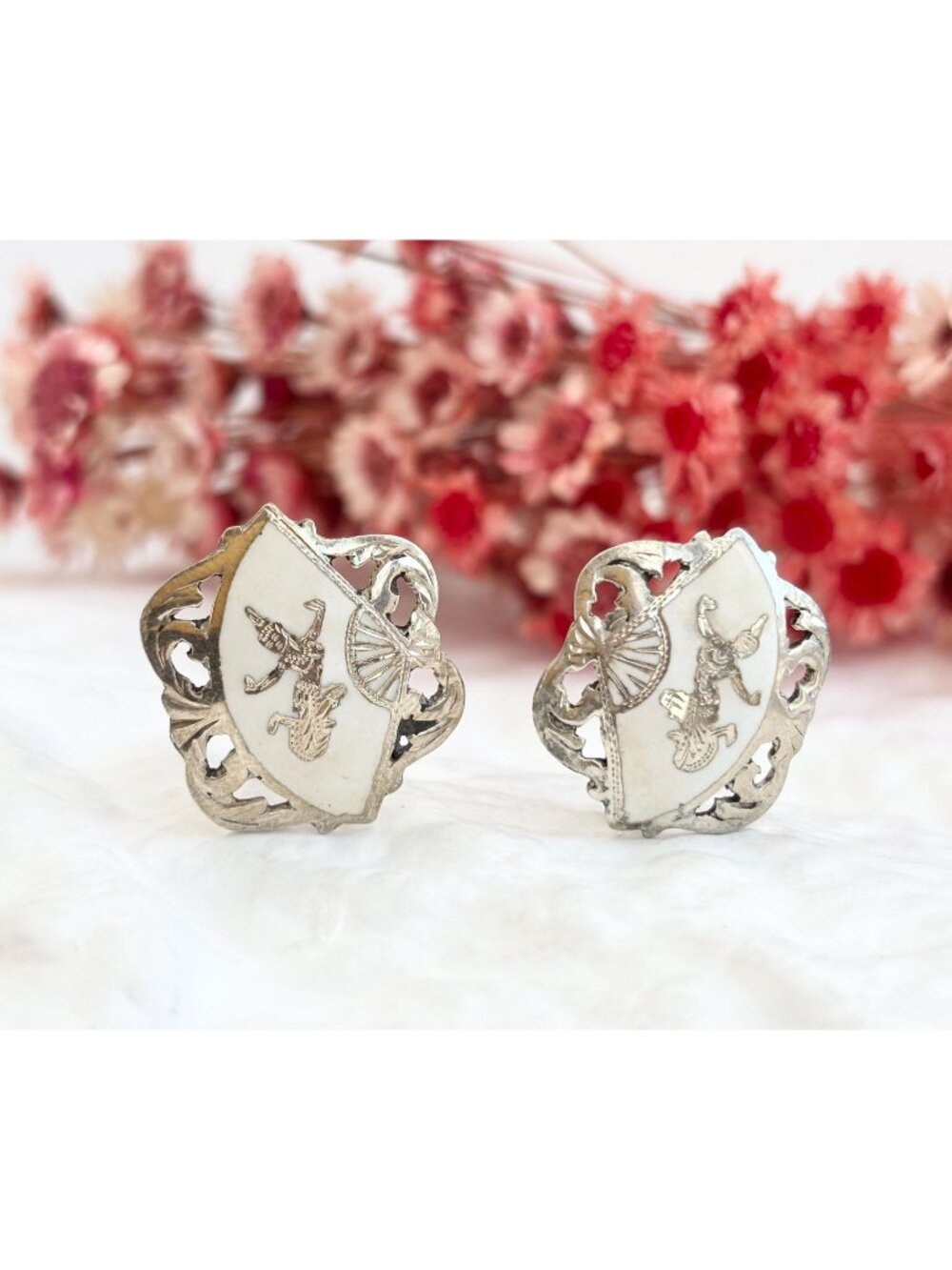 Siam Sterling Silver Mekkalah Goddess Screw Back 925 Stud Earrings